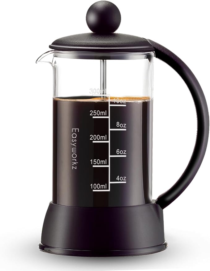 Easyworkz Eclipse French Press 12 oz Coffee Tea Maker with Borosilicate Glass