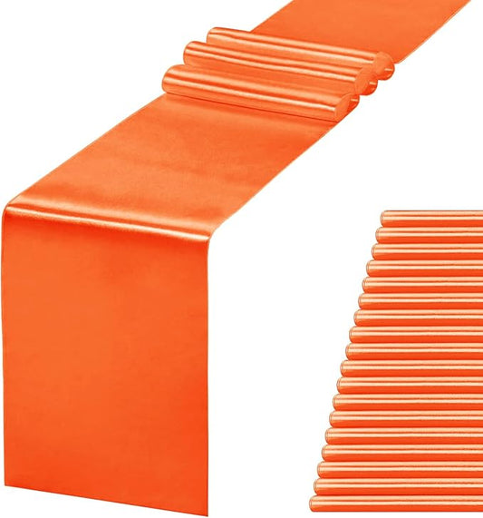 20 Pack Satin Table Runner 12 X 108 Inch Silk Table Runner for Party,Wedding, Birthday, Banquets,Decoration(Orange)