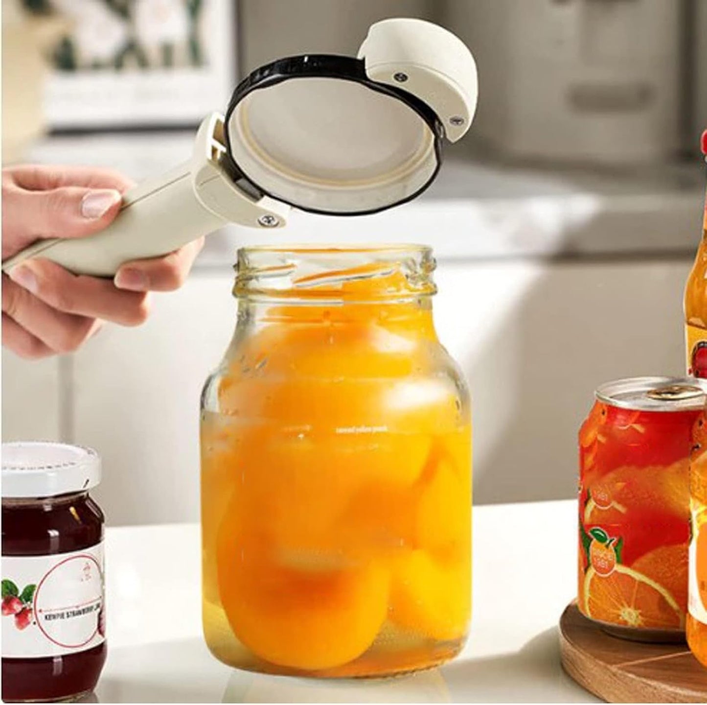 Multifunctional Retractable Bottle Opener - Adjustable Multifunctional Can Opener Jar Lid Gripper - 2024 New Jar Opener Bottle Opener for Weak Hands, Senior Arthritis (White)