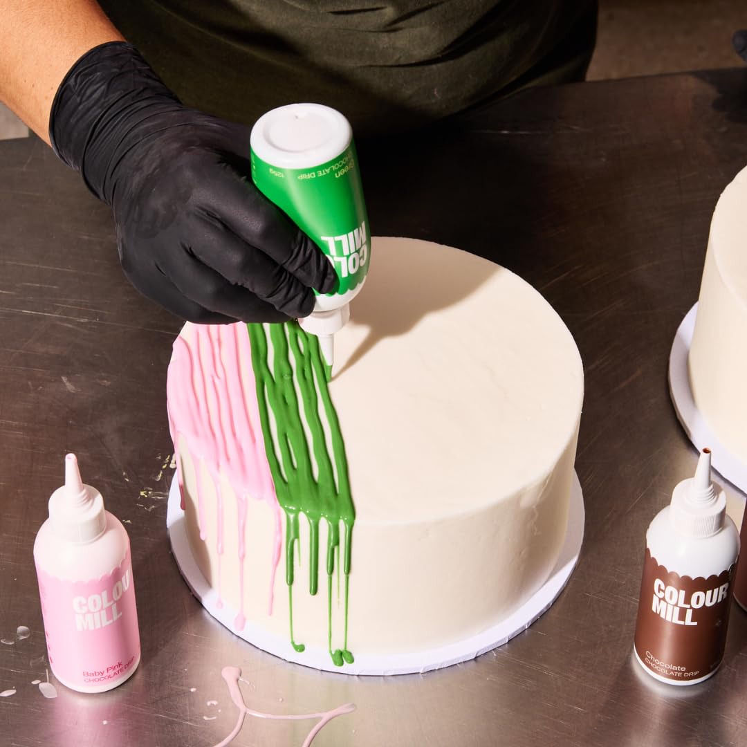 Colour Mill Chocolate Drip Easy-Melt Drizzle for Desserts, 125 Grams Green