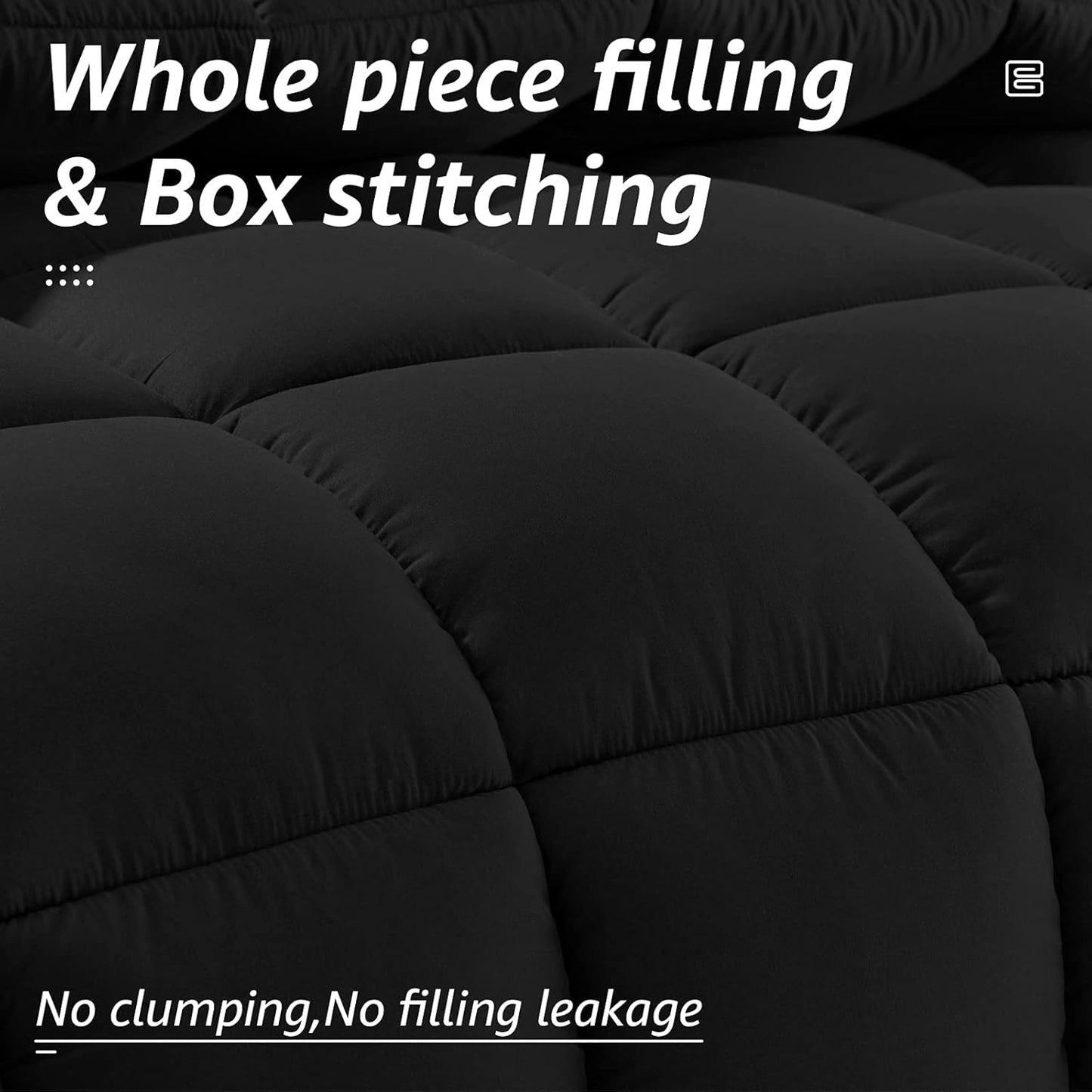 HYLEORY All Season Twin Size Bed Comforter - Cooling Goose Down Alternative Quilted Duvet Insert with Corner Tabs - Winter Warm - Machine Washable - Black
