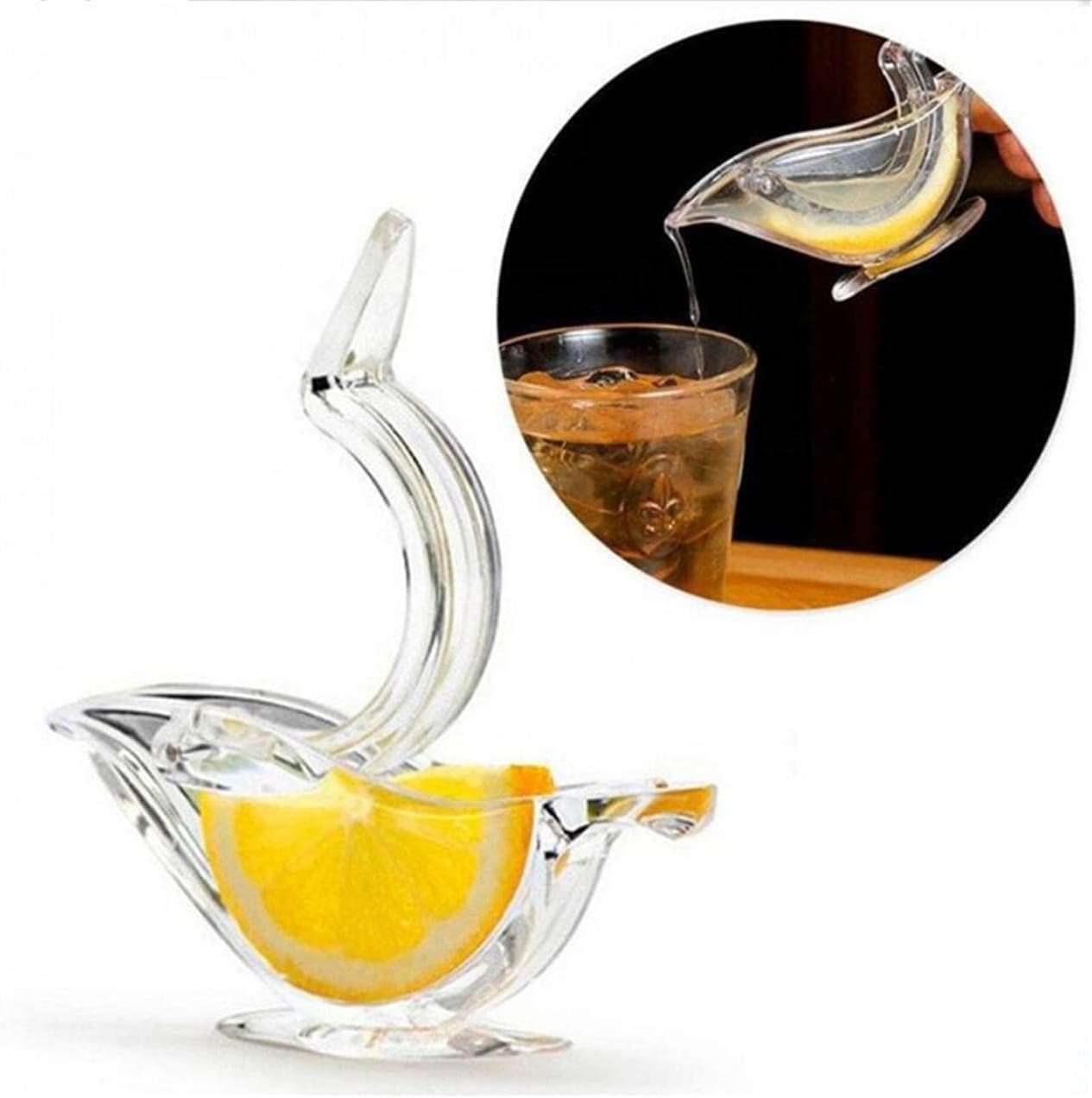 New Acrylic Manual Lemon Slice Squeezer, Portable Transparent Fruit Juicer, Elegance Bird Shape, Hand Juicer for Orange Lemon Lime Pomegranate (4Pcs) (8Pack)