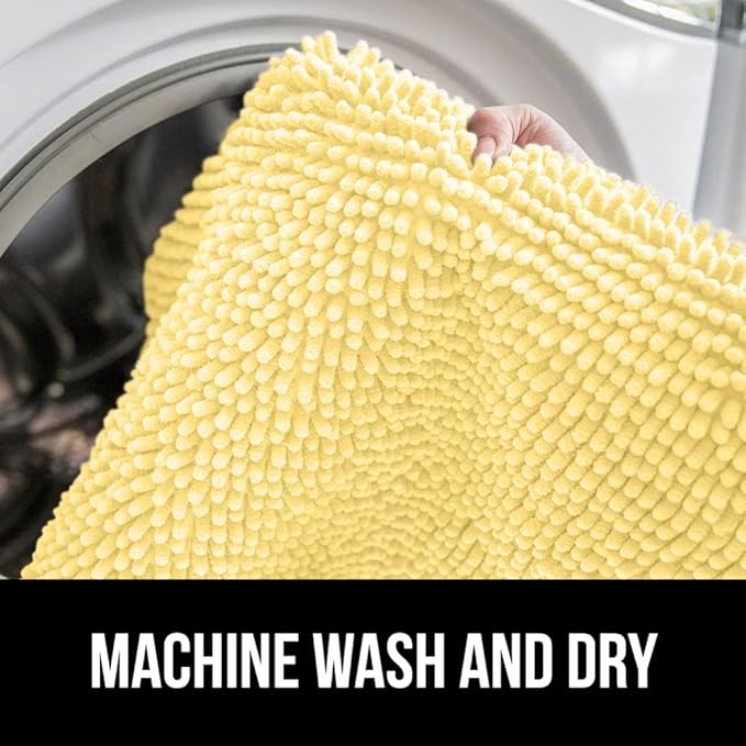 GORILLA GRIP Bath Rug Mat, Thick Soft Absorbent Chenille, Quick Dry Microfiber Mats, Rubber Backing Washable Shower Floor Rugs, US Designed Bathroom Bathmat Home Decor Accessories, 24x17 Yellow