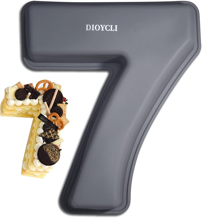 Dioycli Large Number Cake Pans for Baking 3D Cake Silicone Cake Mold DIY Personalized Cake Pan for Birthday and Wedding Anniversary Number 7 Cake Pan of 10 Inch