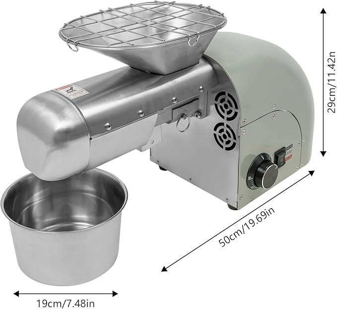 Oil Pressing Machine, 110V 1800W Electric Oil Mill Nut Seeds Oil Extractor Cold& Hot Press Machine for Peanuts Walnuts Soybeans, Temperature Control 122℉-572℉ (Not Used for Olives)
