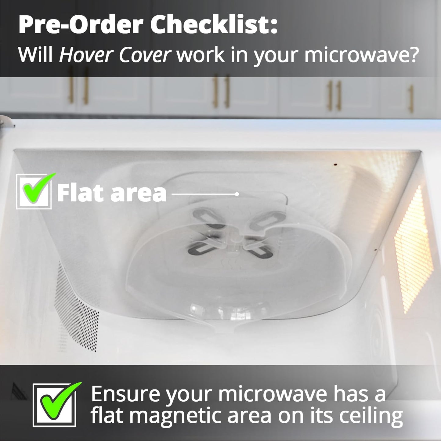 Magnetic Microwave Splatter Cover, Clear Microwave Cover for Food - Vented & Magnetic, 12-inch, Food Grade Plate Cover, BPA Free - Black