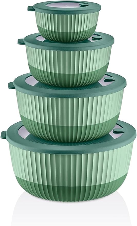 Mixing Bowls with Airtight Lids – 8 Piece Nesting Kitchen Set – BPA-Free, Leak-Proof & Stackable – Dishwasher, Microwave & Freezer Safe