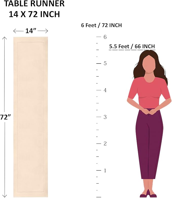 Solino Home Linen Table Runner 72 Inches Long - Narrow Stripe, 100% Pure Linen Sage and White Table Runner 14 x 72 Inch for Dining, Dresser, Christmas, New Year