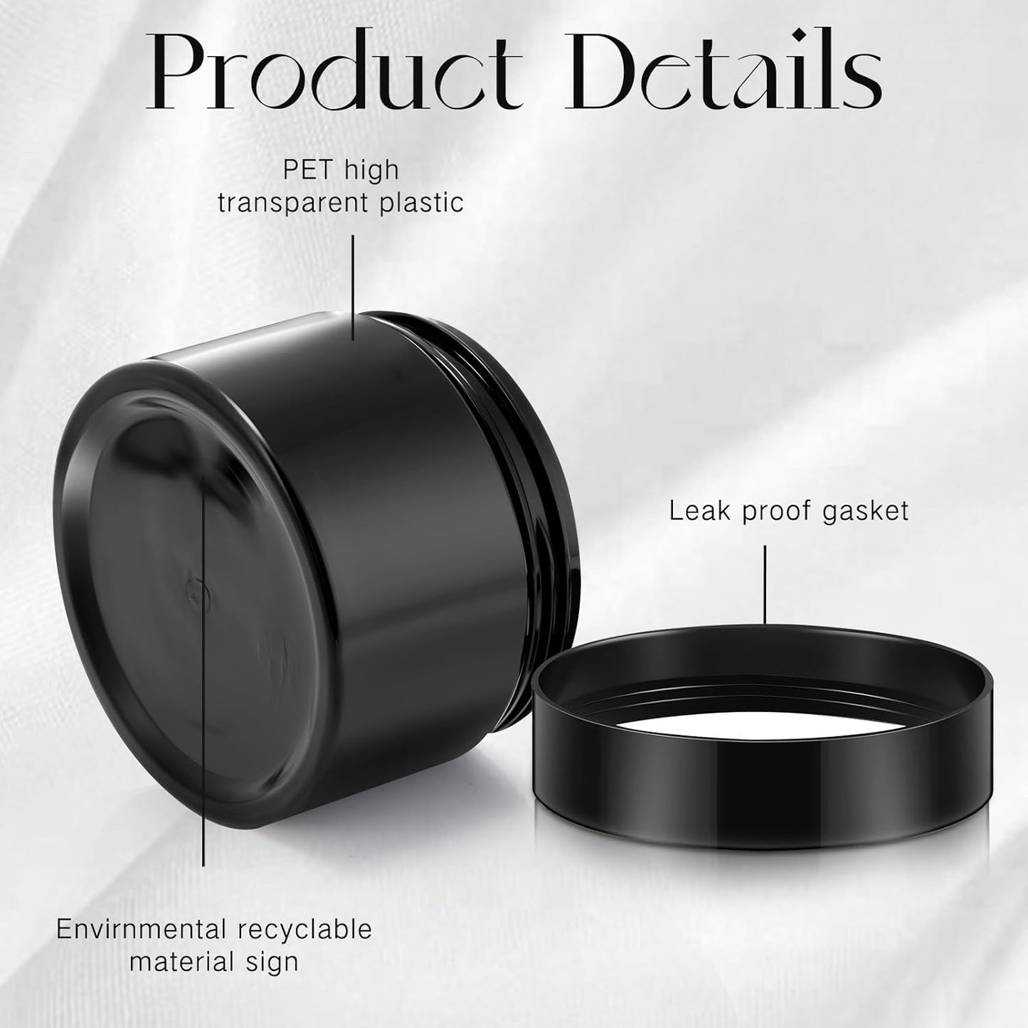 SATINIOR 6 Pack 4 oz Plastic Jars Containers with Lids Wide-mouth Refillable Leakproof Reusable Round Empty Jars for Travel Cosmetic Dry Food Spice Cookie Candy Home Kitchen Organizing(Opaque Black)