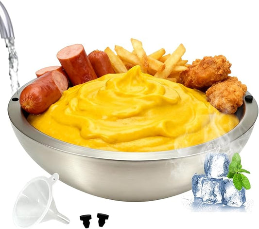 Dip Chiller Bowl Large 35oz Capacity Stainless Steel Double Walled Insulated Ice Serving Bowl Insulated Dip ice bowl Parties Salsa Condiments Salad & Food Hot or Cold Sauces Guacamole