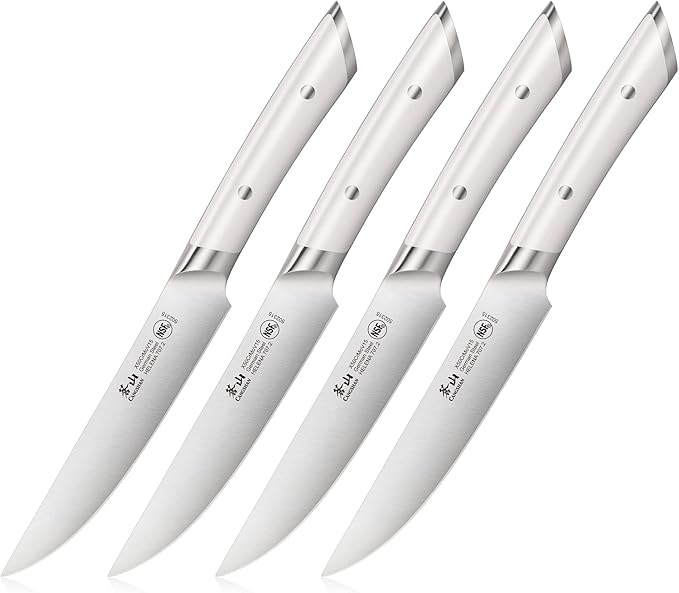 Cangshan HELENA Series German Steel Forged 4-Piece Fine-Edge Steak Knife Set (White)