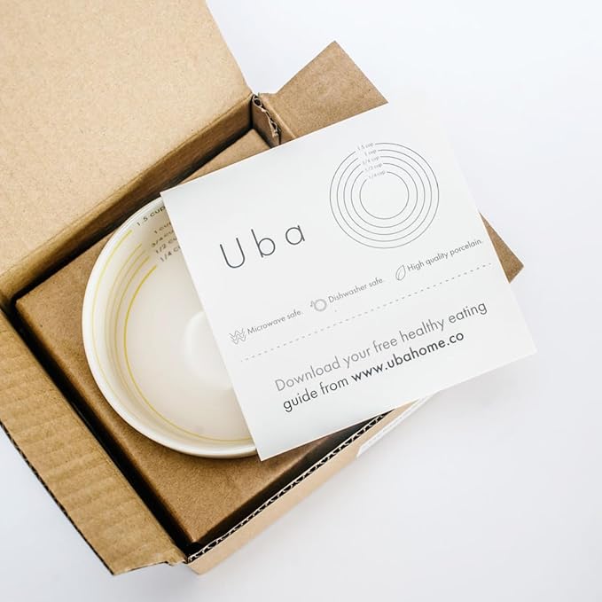 Uba Portion Control Bowl (Porcelain) for Measuring, Bariatric Diet, Diabetes & Healthy Eating (2 Pack)