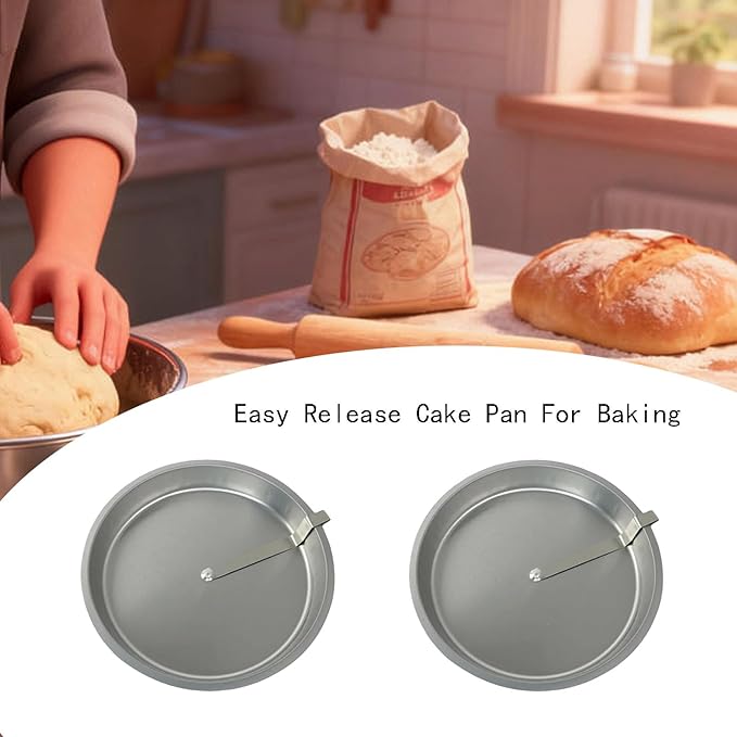 9.7" Easy Release Cake Pan For Baking, Cake Pan With Lever, CakePan With Swivel Blade, Quick Release Easy Out CakePan, Round Cake Baking Pans Tins, Non-Stick, Effortlessly Bake (1PC)