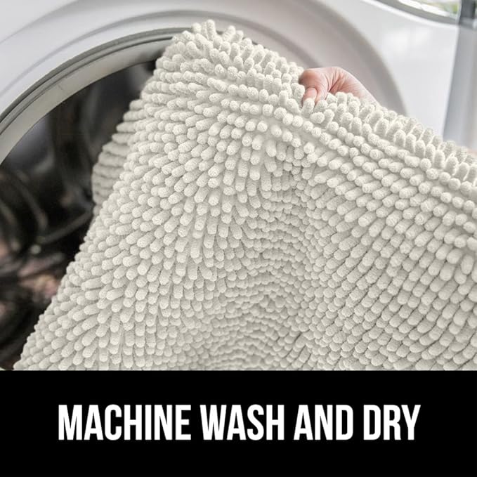 GORILLA GRIP Bath Rug Mat 44x26, Soft Absorbent Chenille, Quick Dry Microfiber Mats, Rubber Backing Washable Shower Floor Rugs, Bathmat Runner, US Designed Bathroom Home Decor Accessories Ivory Cream