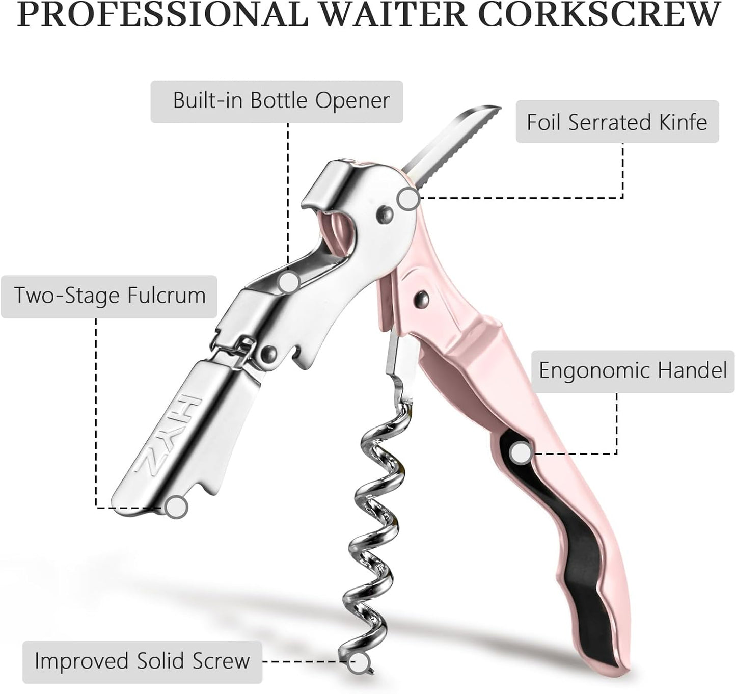 HYZ Wine Opener Bulk 20Pack for Bartender, Professional Waiter Corkscrew Wine Key for Servers,Wine Bottle Opener Double Hinged, Wine Accessories Set for Party Favor, Multi Color