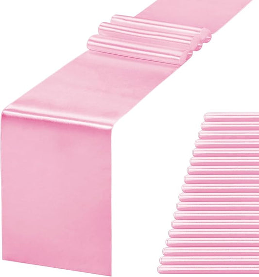 20 Pack Satin Table Runner 12 X 108 Inch Silk Table Runner for Party,Wedding, Birthday, Banquets,Decoration(Pink)