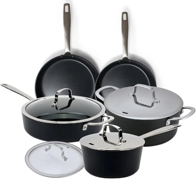Alva Maestro 9-Piece Ceramic Cookware Set – Nonstick & No PTFE, PFOA, PFAS for Safe, Healthy Cooking – Oven & Induction Safe for Fast Even Heat, Effortless Cleanup, Durable Designed to Last