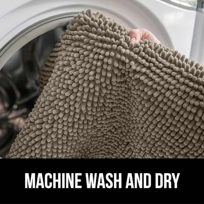 GORILLA GRIP Bath Rug Mat 30x20, Thick Soft Absorbent Chenille, Quick Dry Microfiber Mats, Rubber Backing Washable Shower Floor Rugs, US Designed Bathroom Bathmat Home Decor Accessories, Latte