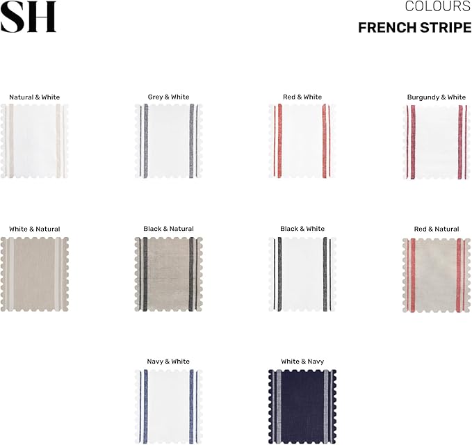 Solino Home Linen Table Runner 36 Inches - French Stripe, 100% Pure Linen Natural and White Farmhouse Table Runner 14 x 36 Inch Ideal for Dresser and Coffee Tables - Holiday