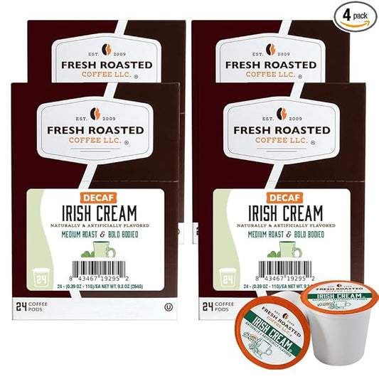 Fresh Roasted Coffee, Decaf Irish Cream, Flavored Coffee Pods, K-Cup Compatible, 96 Count