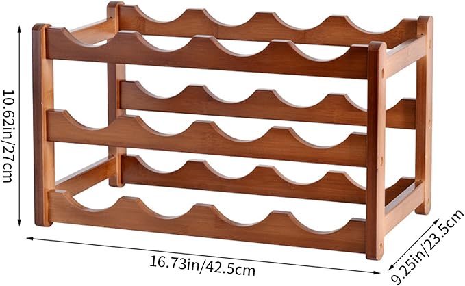 12 Bottle Wooden Wine Rack,3 Tier Free Standing Wine Storage Holder,Retro Minimalist Style Home Decorations Wine Display Shelves for Cabinet,Cupboard,Countertop (3 Tier)