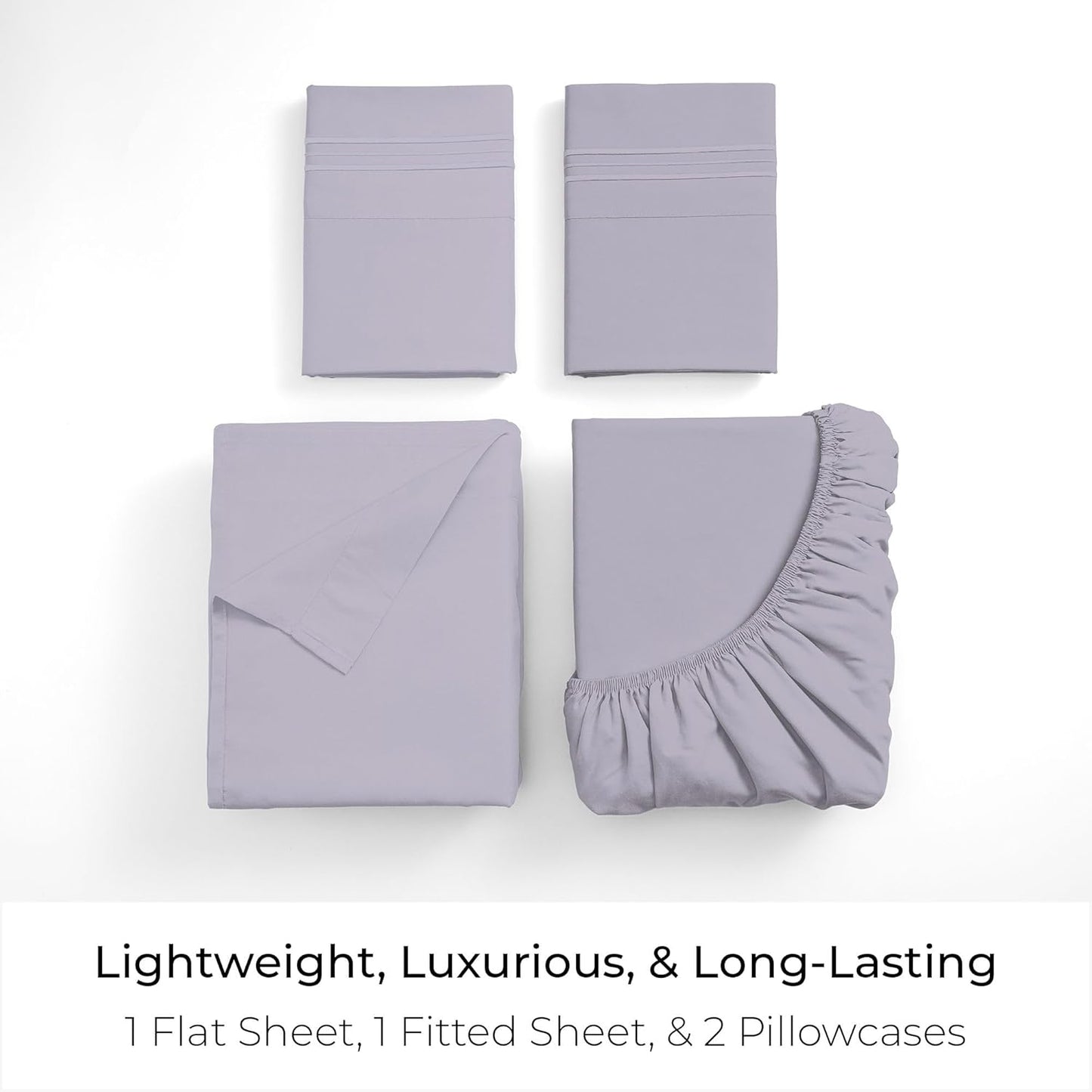 Mellanni Queen Sheets Set - 4 PC Iconic Collection Bedding - Hotel Luxury, Extra Soft, Cooling Bed Sheets - Wrinkle, Fade, Stain Resistant (Queen, Lavender)