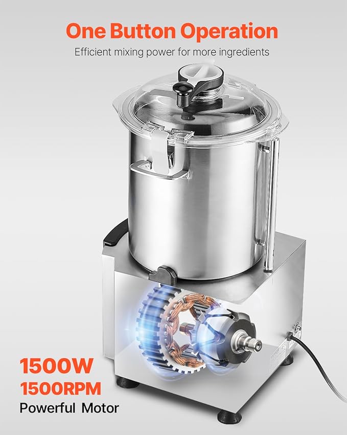 VEVOR Food Processor & Vegetable Chopper, 19 Quart Food-Grade Stainless Steel Food Processor Chopper with S-Curve Blade and Scraper, Ideal for Chopping Vegetables, Fruit, Grains, Nuts
