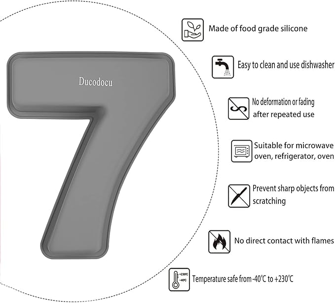 Ducodocu Silicone Number Cake Pan Large 3D Number Cake Mold Baking Forms Novel Cake Tins DIY Baking Mold for 7/70th Birthday Wedding Anniversary 10 inch Number of 7&0