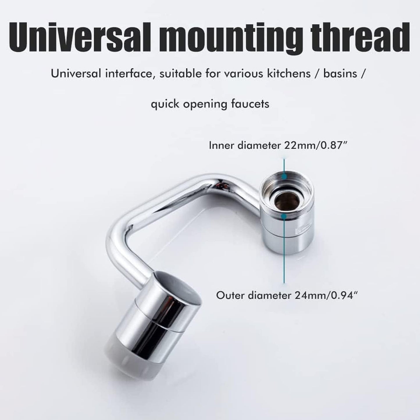 1080° Rotating Faucet Extender Aerator,Solid Brass Universal Splash Filter Faucet,1080 Big Angle Swivel Faucet Aerator Sink Attachment,Dual-Function 2-Flow Sprayer