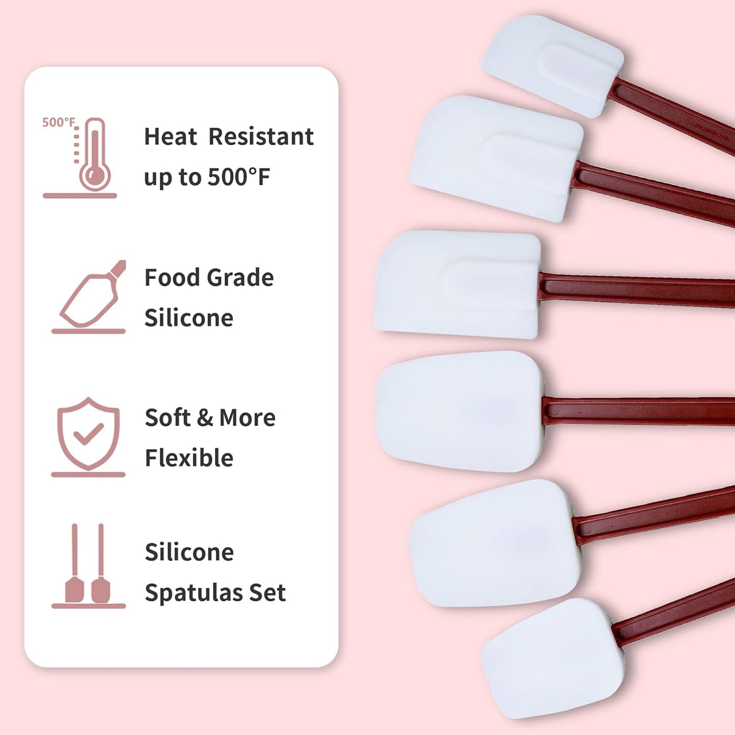 9.5 INCH Silicone Spatulas Heat Resistant Heavy Duty Rubber Spatulas Commercial Spatulas Set for Kitchen Use Silicone Cooking Utensils Sets of 2