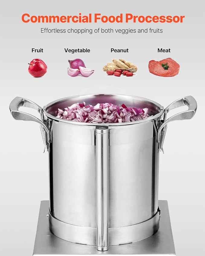 VEVOR Food Processor & Vegetable Chopper, 4.3 Quart Food-Grade Stainless Steel Food Processor Chopper with 2 Extra S-Curve Blades, Ideal for Chopping Vegetables, Fruit, Grains, Nuts