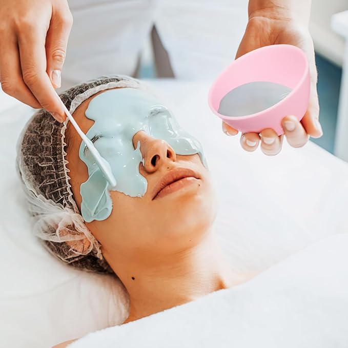 Face Mask Silicone Mixing Bowls Set: 3 Pcs Pink Plastic Facial Mud Bowls Esthetician Tool Reusable for Women Home Salon Spa Face Skincare