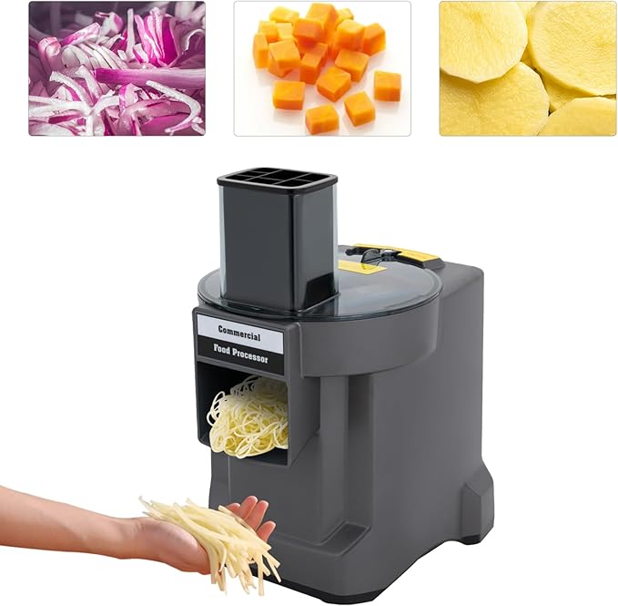 Electric Vegetable Dicer Slicer Commercial Food Processor 3 in 1 Vegetable Dicer Shredder & Slicer with 3 Steel Blades Automatic Veggie Fruit Cutting Slicing Machine for Restaurants