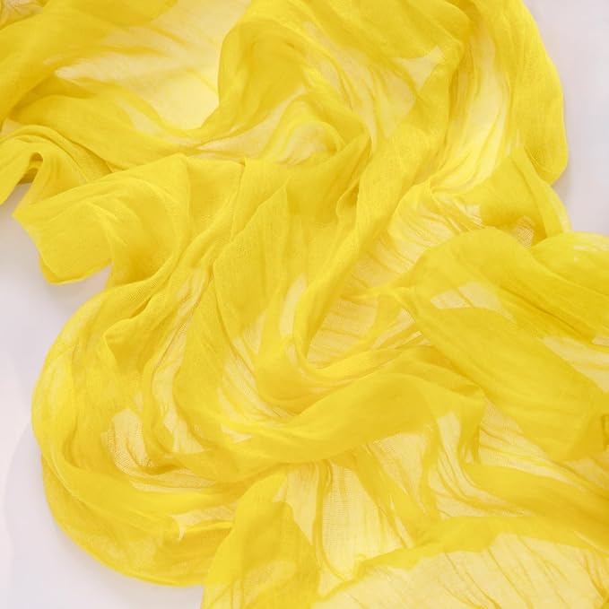 MLMC 3 Pack Yellow Table Runner 10ft Gauze Sheer Cheesecloth Table Runner Cheese Cloth Centerpiece Decororations 35x120 Inches for Wedding Bridal Baby Shower Birthday Party Decor