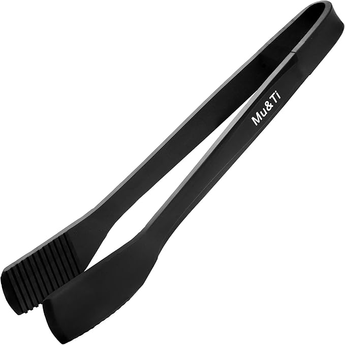 Mu&Ti Silicone Kitchen Tongs 11 Inch Spatula Silicone Toast Tongs Salad Tongs for Cooking Salad BBQ Serving Toast Grilling Locking Frying Baking Steak(Black)