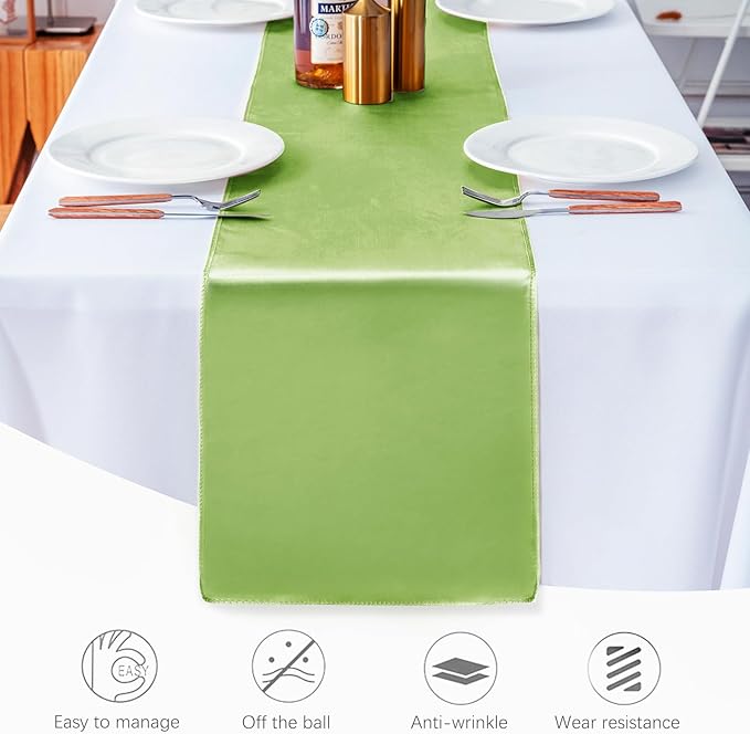 5 Pack Table Runner 12 X 108 Inch Silk Table Runner for Party,Wedding, Birthday, Banquets,Decoration