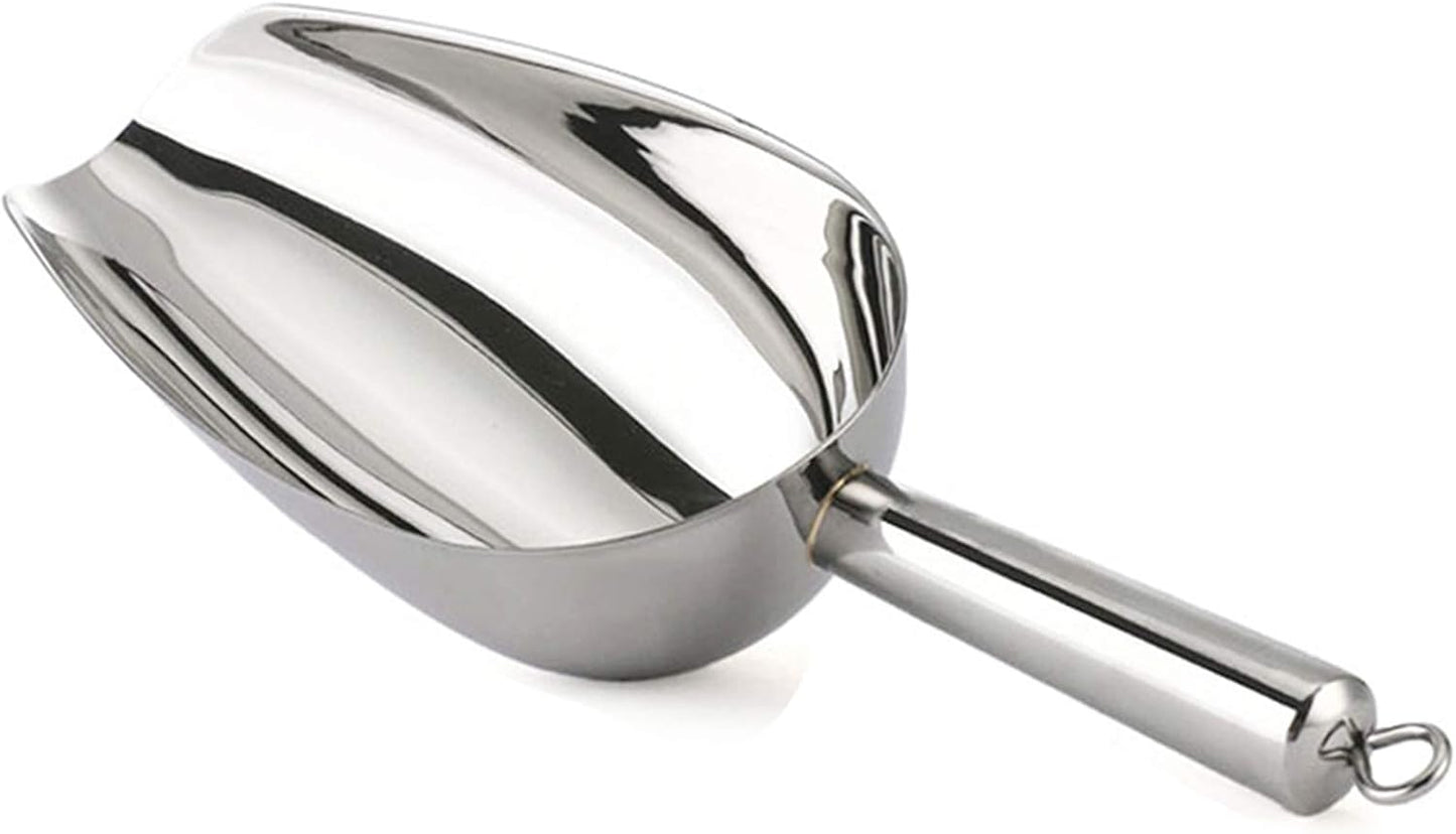 TeamFar 12oz Ice Scoop, Stainless Steel Metal Food Scoop Ice Scooper for Bar Kitchen Party, Multifunction & Easy Storage, Non-Toxic & Sturdy, Smooth Edge & Mirror Polish, Dishwasher Safe