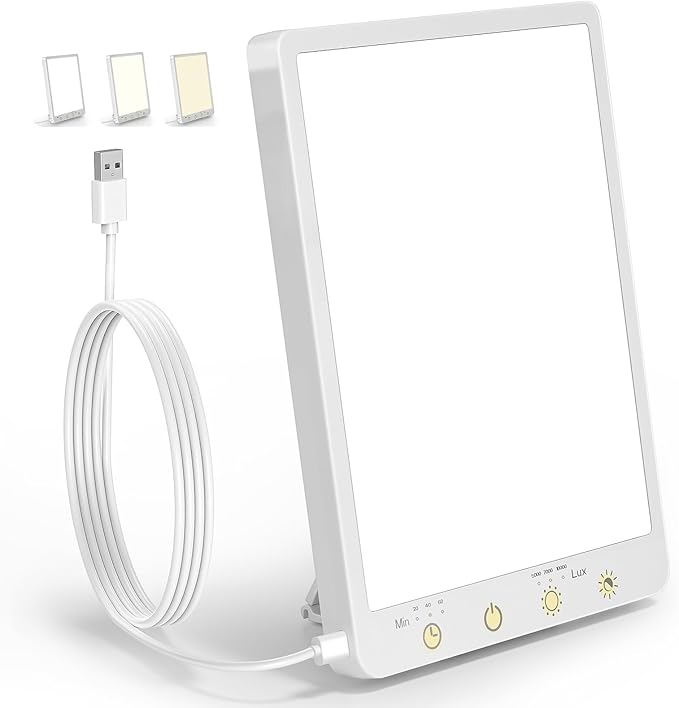 10000 Lux Light Therapy Lamp - Full Spectrum Therapy Light, 3 Color Temperature & Wall Mount Therapy Lamp, Portable Daylight Lamp for Home & Office, Memory Function & Touch Control.
