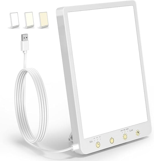10000 Lux Light Therapy Lamp - Full Spectrum Therapy Light, 3 Color Temperature & Wall Mount Therapy Lamp, Portable Daylight Lamp for Home & Office, Memory Function & Touch Control.