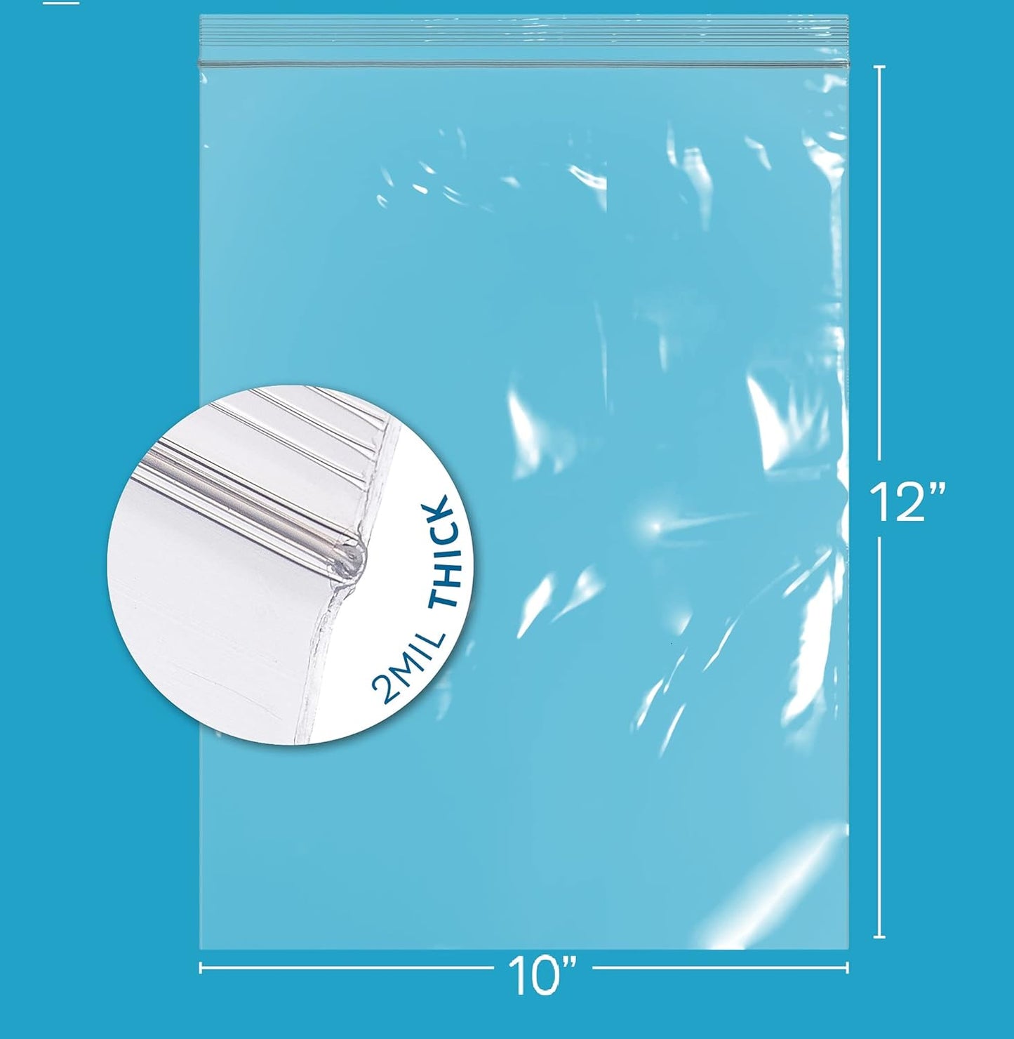 GPI Case of 1000, 10" X 12" Clear Plastic Reclosable Zip Bags - Bulk 2 Mil Thick Strong & Durable Poly Baggies with Resealable Zip Top Lock for Travel, Storage, Packaging & Shipping.