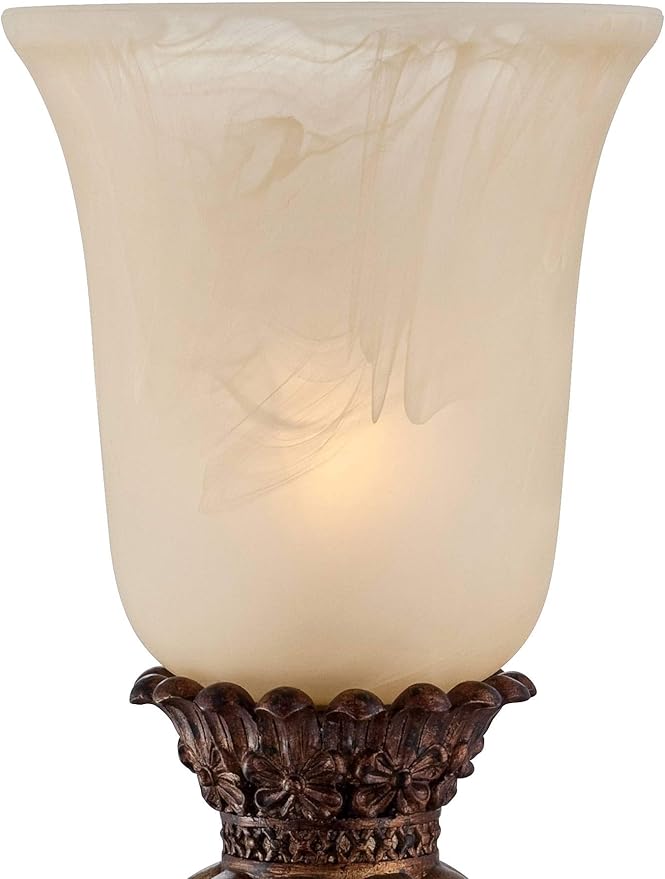 Regency Hill Sattley Traditional Uplight Accent Table Lamps 23 1/4" High Set of 2 Light Gold Alabaster Glass Shade Decor for Living Room Bedroom House Bedside Nightstand Home Office Family