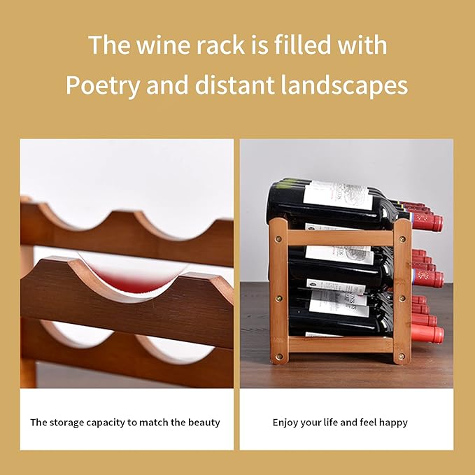 12 Bottle Wooden Wine Rack,3 Tier Free Standing Wine Storage Holder,Retro Minimalist Style Home Decorations Wine Display Shelves for Cabinet,Cupboard,Countertop (3 Tier)