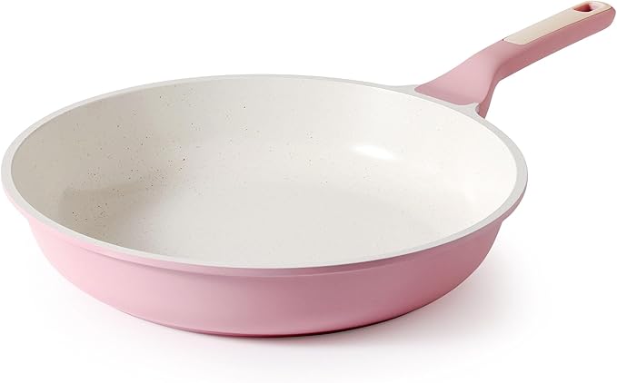 SENSARTE Nonstick Ceramic Frying Pan 9.5-Inch, Healthy Non Toxic Skillet, Induction Compatible Omelet Pan with Heat Resistant Handle, PFAS-Free, Sakura Pink