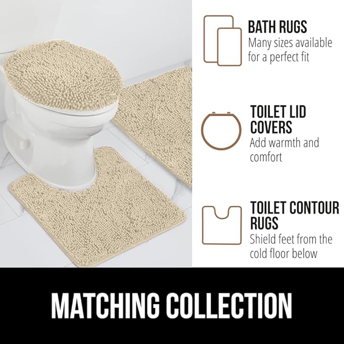 GORILLA GRIP Bath Rug Mat 60x24, Thick Soft Absorbent Chenille, Quick Dry Microfiber Mats, Rubber Backing Machine Washable Shower Floor Rugs, Bathmat Runner, Bathroom Home Decor Accessories, Sand