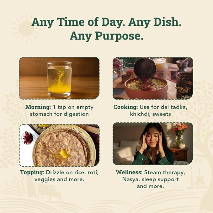 Anveshan Cow Ghee | Traditionally Bilona-Churned |Gut friendly |Keto friendly |High smoke point | Sustainably sourced | Casein free| Clarified Butter | 16.8 Fl. Oz (500mL)