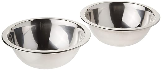 Tiger Chef Mixing Bowls Standard Weight Stainless Steel, Mirror Finish, 3/4 Quart, 2 Pack