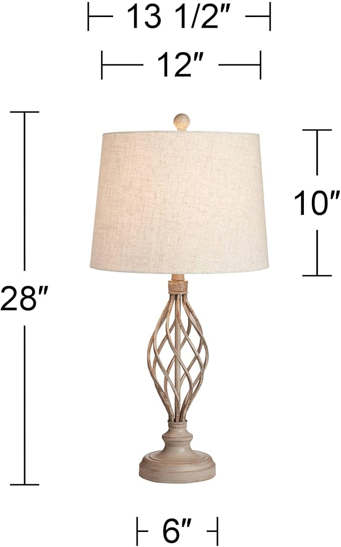 Franklin Iron Works Annie Modern Industrial Table Lamps 28" Tall Set of 2 Weathered Sand Iron Cream Tapered Drum Shade for Bedroom Living Room House Home Bedside Nightstand Office Entryway Family