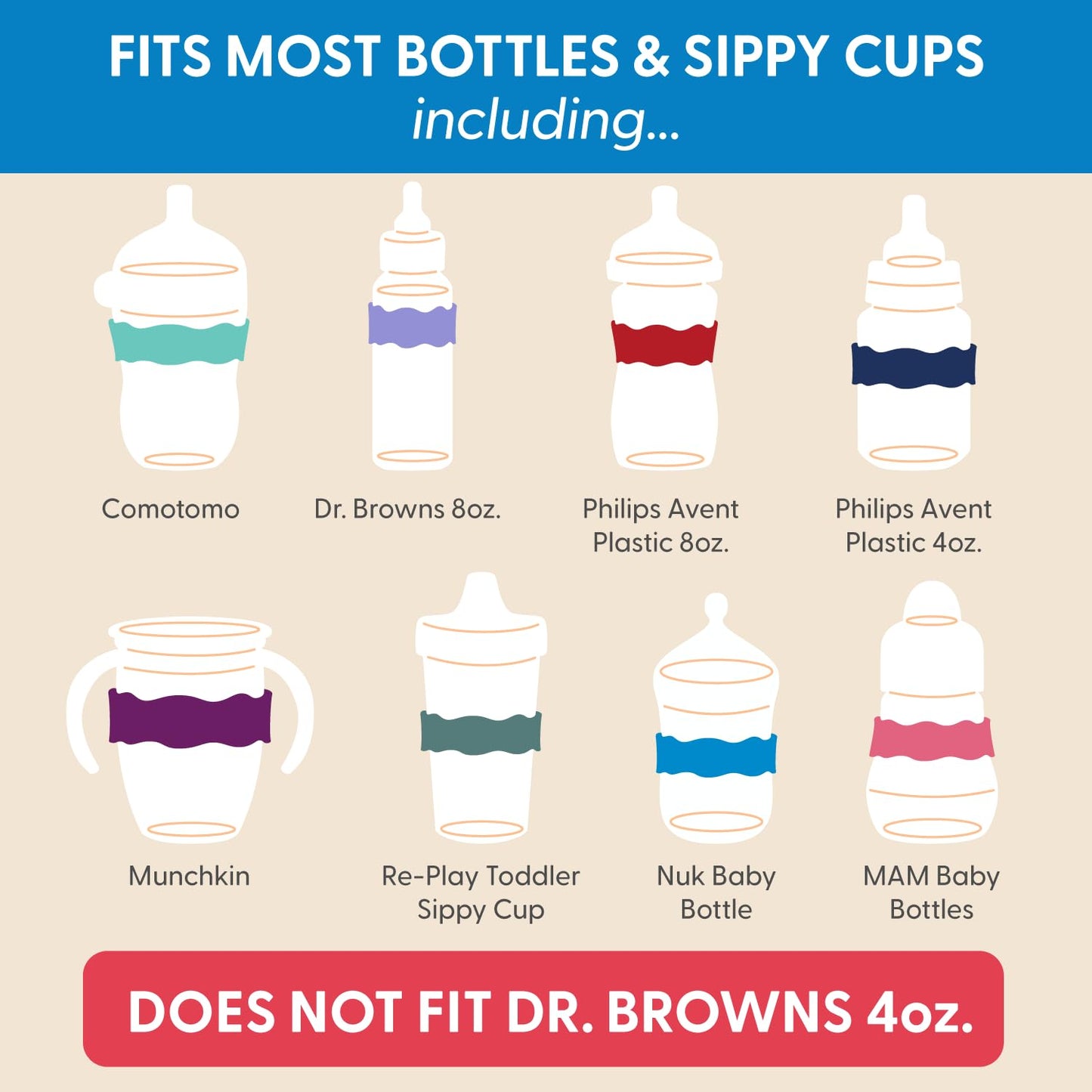 InchBug Orbit Labels - Baby Bottle Name Labels for Daycare, Sippy Cup Bands - Engraved Silicone, Reusable, Dishwasher Safe, Matching Color Personalization, 4-Pack (Lavender Gelato)
