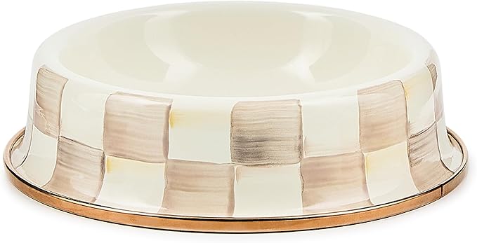 MACKENZIE-CHILDS Mocha Check Cat Dish