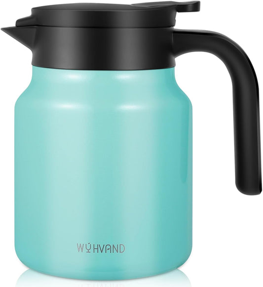 34Oz Thermal Coffee Carafe for Hot/Cold, Stainless Steel Thermos Carafes for Hot Liquids, Dustproof Insulated Hot Water Carafe for Party/Home,Seafoam
